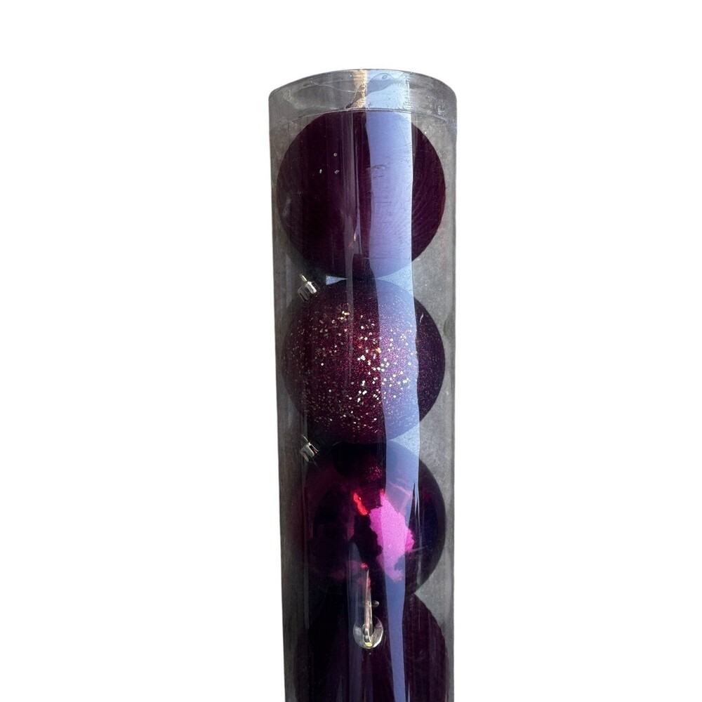 Macy’s holiday Lane burgundy maroon ornaments set 6